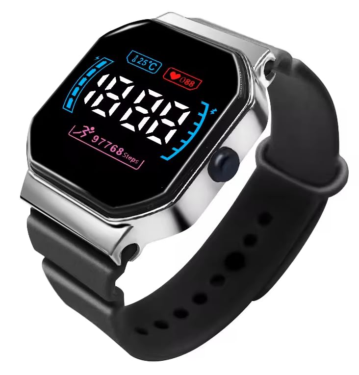 Unisex Digital LED Watch, Fashion Style, Black, 37MM Dial