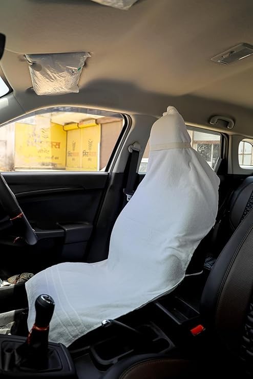 Image of Car Seat Towel Cover, Universal Size 76x152 cm, Soft and Comfortable Seat Protector for All Cars, Single Pack of 1 (1, White, 30x60inc.)