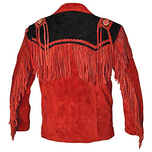 Image of LEATHERAY Western Leather Jackets for Men Cowboy Leather Jacket and Fringe Beaded Coat Suede Leather shirt