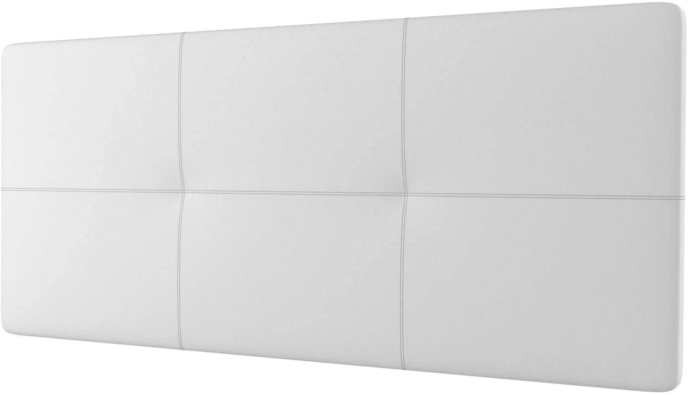 LA WEB DEL COLCHON Cabezal Cama Andrea Tapizado Acolchado 8 cm con Fijación a Pared – Cabecero de Cama Suave y Elegante – Cama de 80 (90 x 70 cms) Blanco Polipiel – Cabeceros Acolchados — view 3
