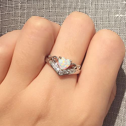 Self Love Silver Opal Heart Ring, Heart-Shaped White V-Shaped Ring, Cute White Zircon Wedding Ring, Perfect Inspirational Gift for Yourself (10)2