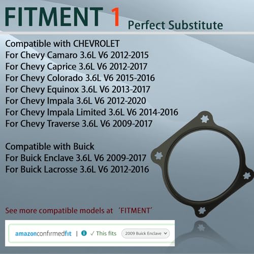 Image of MS972401 Lower Upper Intake Manifold Gasket Set for Cadillac ATS CTS,Buick Enclave Lacrosse,Chevy Colorado Equinox Impala Traverse, GMC Acadia Canyon Terrain, 3.6L V6 LLT LFX-Oval Port Only