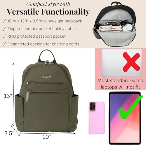 Image of Baggallini Securtex Anti-theft Vacation Travel Backpack 10x13 Slash-Resistant Nylon Daypack w /RFID