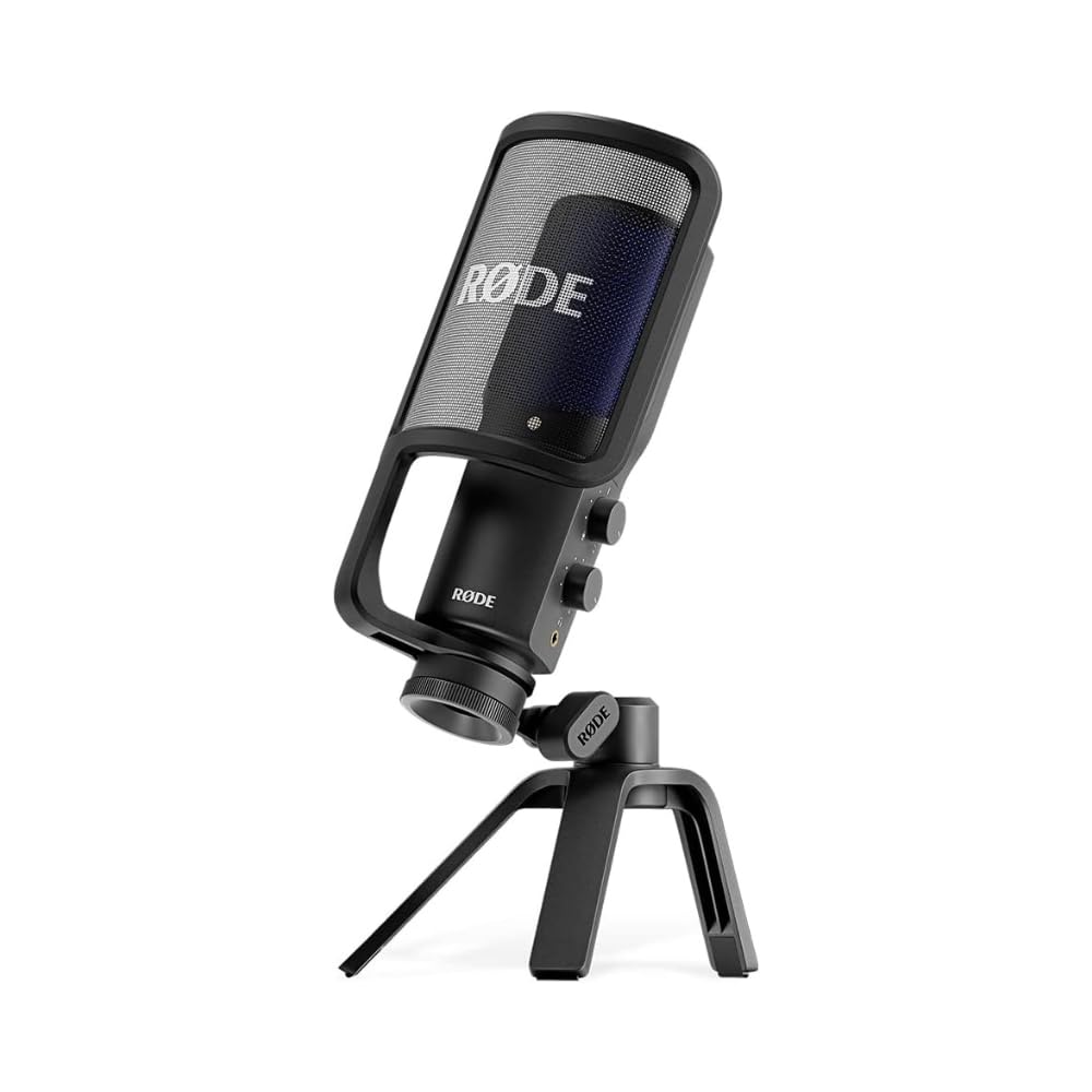 RØDE NT-USB+ Microphone USB à Condensateur Pro avec Interface Audio Intégrée, USB-C, Monitoring Casque, idéal podcast, streaming et enregistrement