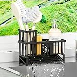 Yieach Rustproof Sink Caddy & Kitchen Sink Organizer,Plastic Dish Sponge Holder with High Scrub Brush Holder,Sponge Rack for Kitchen Sink,Multifunctional Sponge Drain Rack,Dish Soap Caddy & Dispenser