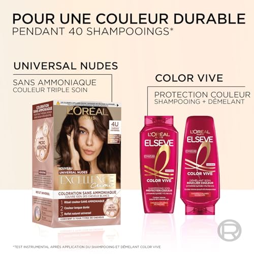 L’ORÉAL PARIS - Coloration Cheveux Permanente - Longue Durée - Résultat Naturel & Lumineux - Couvre 100% des Cheveux Blancs - Excellence Crème Universal Nudes - Nuance : Blond Universel (7U)