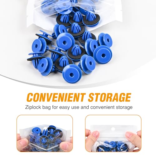 Image of GOOACC 50Pcs Blue Nylon Wheel Arch Opening Moulding Exterior-Wheel Fender Flare Moulding Clips Retainers with Sealer Compatible with VW /Audi 8U0-853-909, 8U0853909