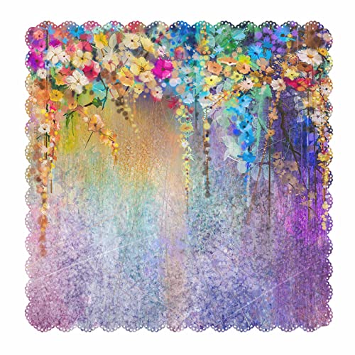 Mxocom Flowers Purple Blue Cloth Napkins Set of 4 Leaves ...