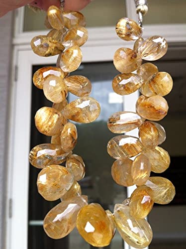 Quartz rutilé doré grandes briolettes LKBEADS pour remplacer les pierres ternes de vos bijoux