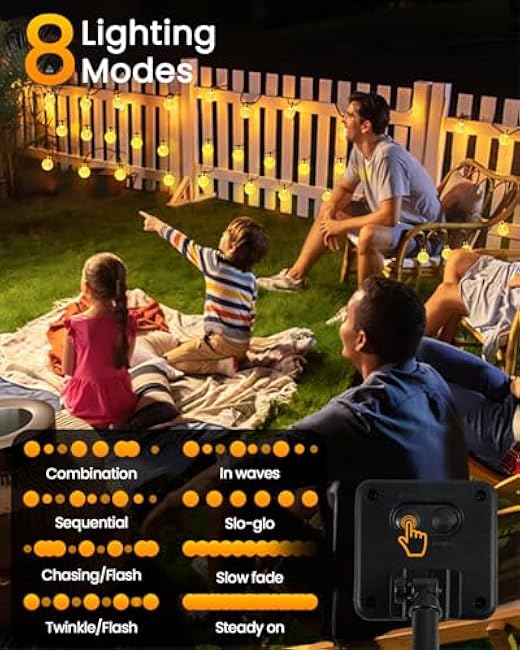 LORRYTE 2-Pack 64FT 100 LED Crystal Globe Solar String Lights Outdoor, Waterproof Solar Lights for Outside, 8 Lighting Modes Patio Decor for Garden Yard Porch Wedding Party(Warm White)