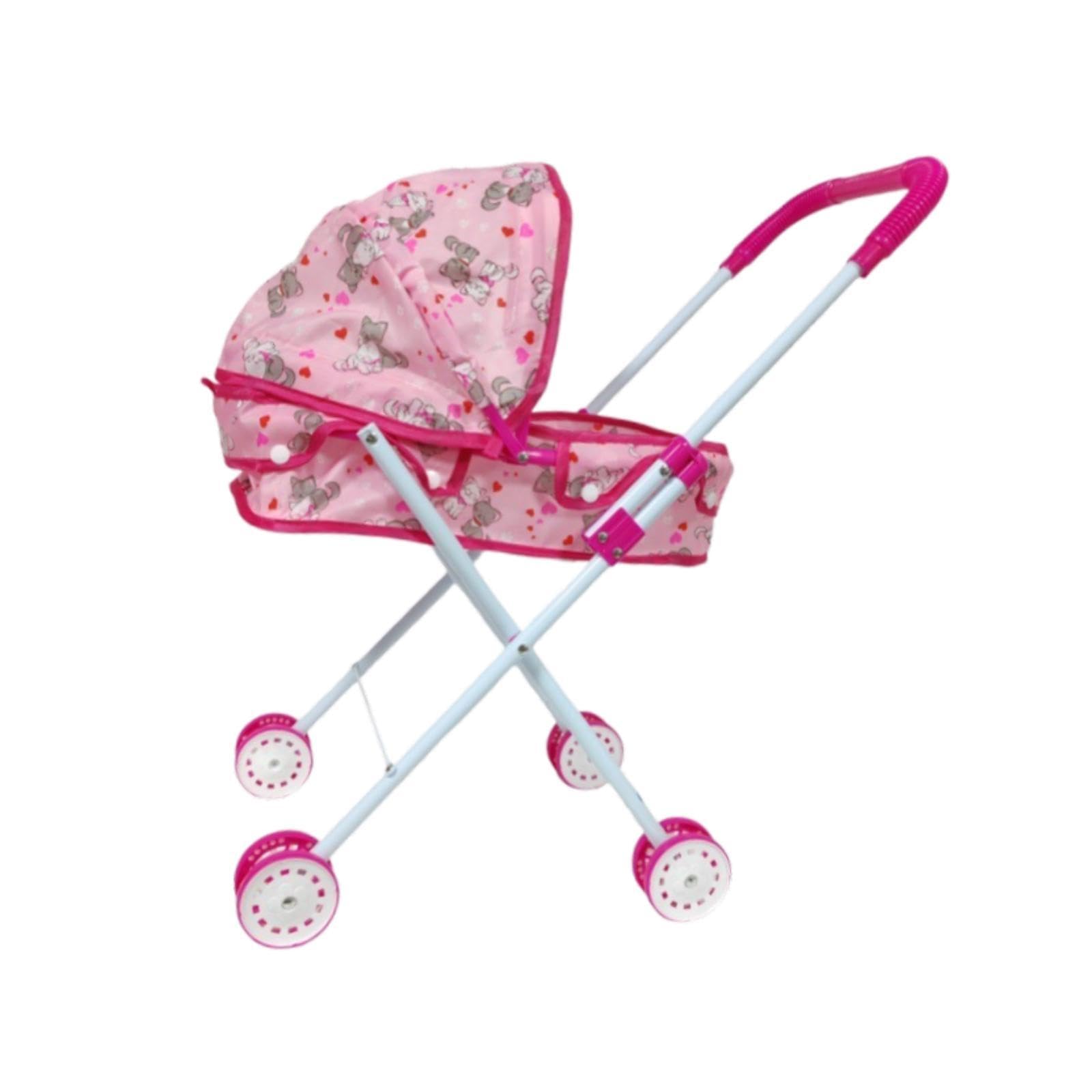 Doll Stroller Educational Toy Kids Toy Convenient Folding for Role Play Home Cat Pattern-image-9