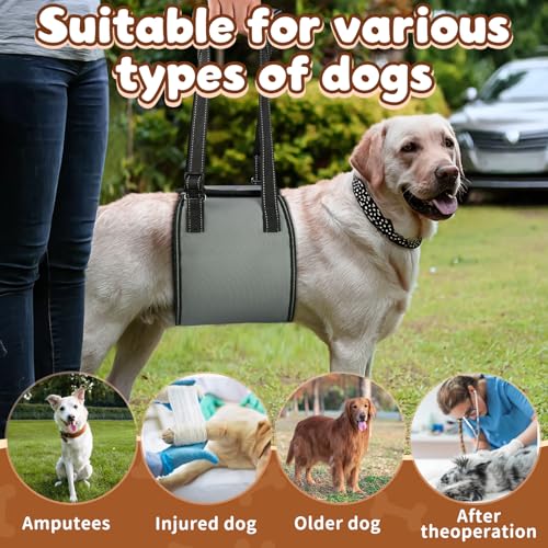OHCOZZY Hundetragegurt mit Griff, verstellbares Hundegeschirr für die Rehabilitation, weiche Hunde tragehilfe für ältere, verletzte, behinderte Hunde,Größe M