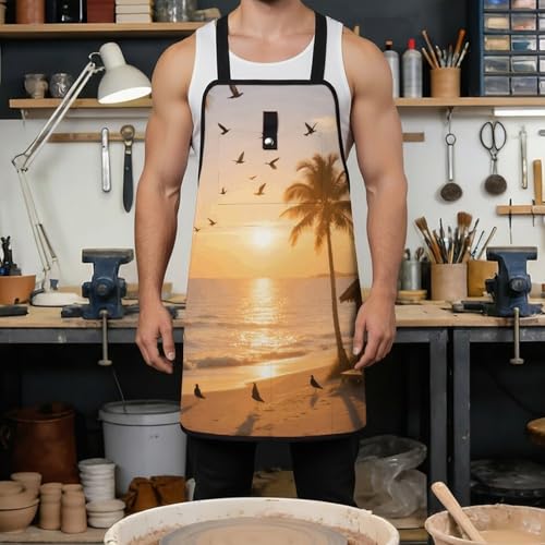 Delantal de trabajo Tropical Beach unisex con 8 bolsillos miniatura 4