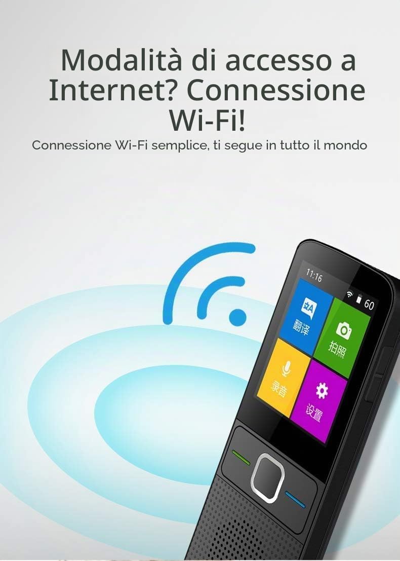 Traduttore Istantaneo Vocale, Traduttore Simultaneo Portatile Supporto 137 Lingue TraduttoreI Inglese Offline WiFi/Hotspot/Touch Screen
