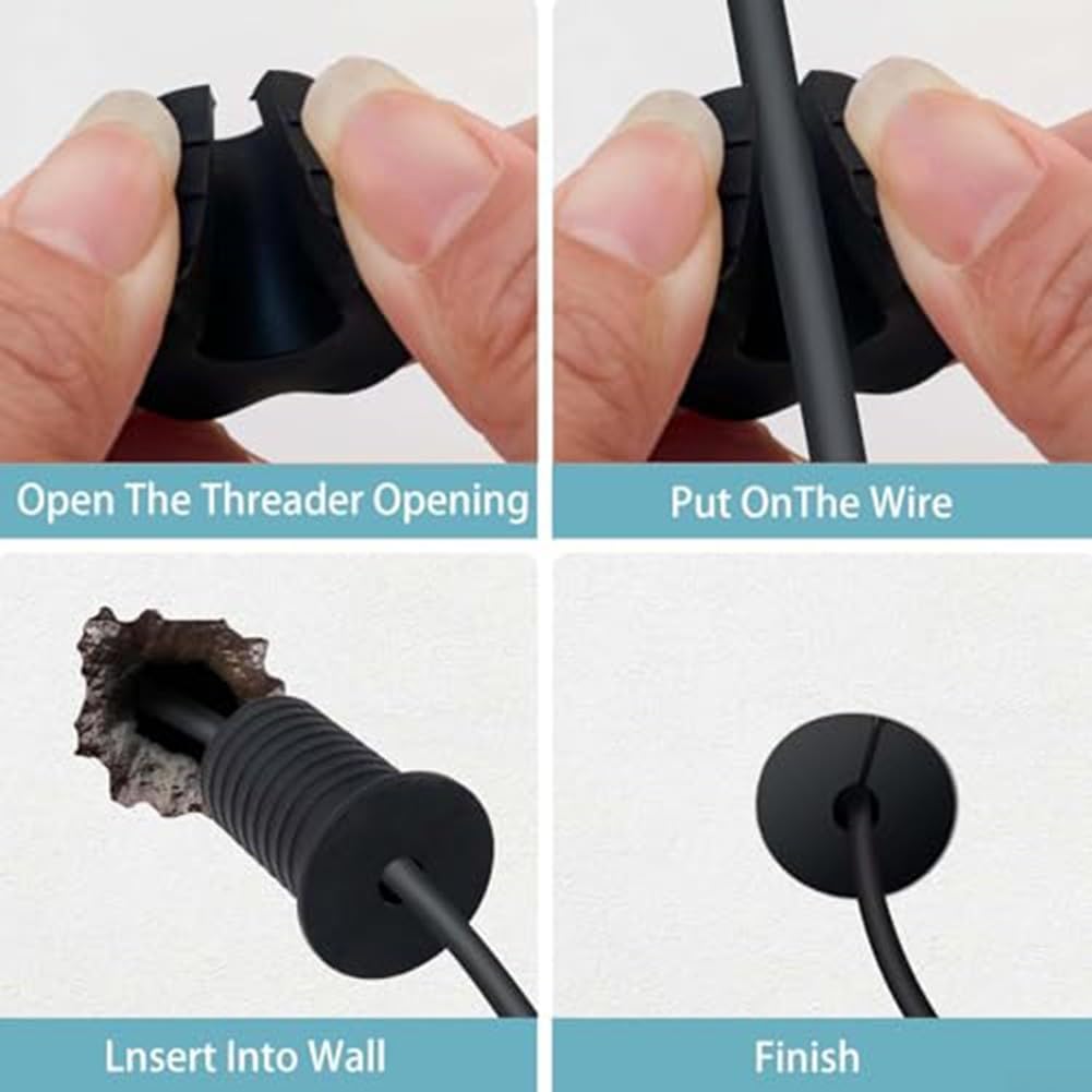 Para Starlink Kit de enrutamiento de cable para paso de pared con anillos de silicona y herramientas de taladro para RV y uso doméstico móvil negro (gris)