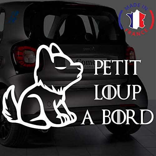 Sticker bébé à bord pour voiture Petit Loup à bord 20 cm Blanc - Anakiss