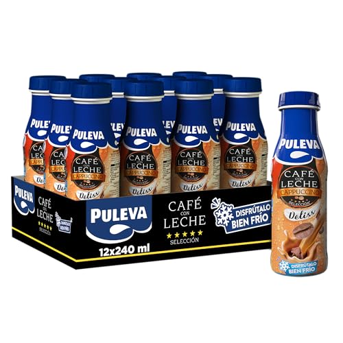 Puleva Café con Leche, Capuccino Deliss, Café Preparado para llevar, Sin Gluten - Pack 12x240ml