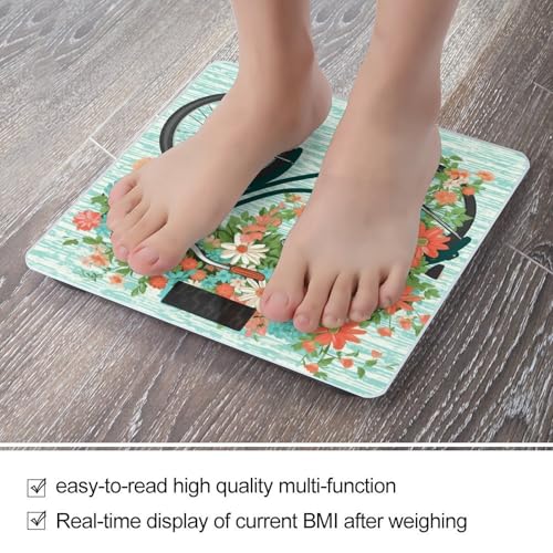 Báscula de baño digital con diseño bicicleta y flores miniatura 5