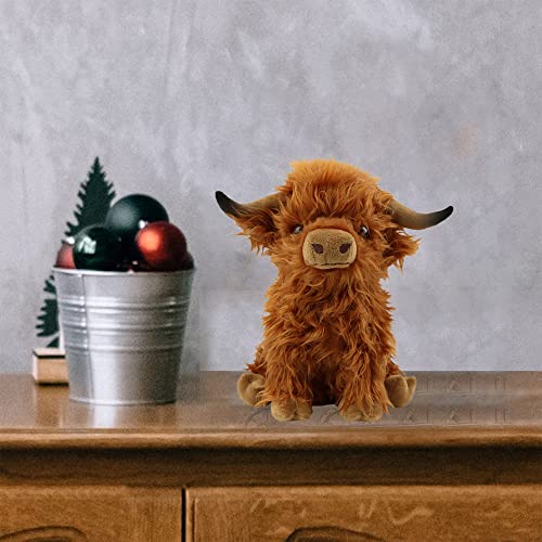 Western Highland Cow Plushes Toy Stuffed Animal Realistic Shaggy Cow Toy For Kids Birthday Gift (Brown, 10Inches) #TOP5