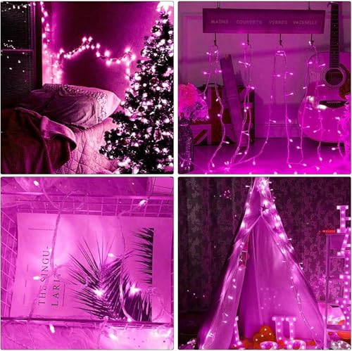 Waterproof 100 Led Pink Lights for Outdoor Decor, Garden Lights Outdoor Lighted Holiday Displays Wedding and Party