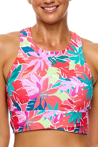 Next by Athena Women's Beach Club Static HIGH Neck Bikini Swimsuit TOP, Multi, L