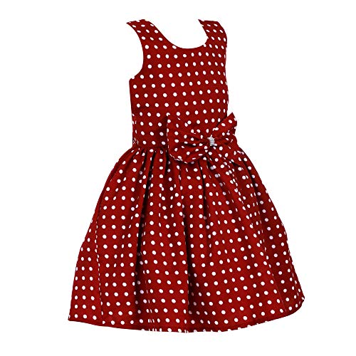 Image of Girl's Casual Frock (S-29-Maroon-White-7-8Y Maroon and White 7 Years-8 Years)