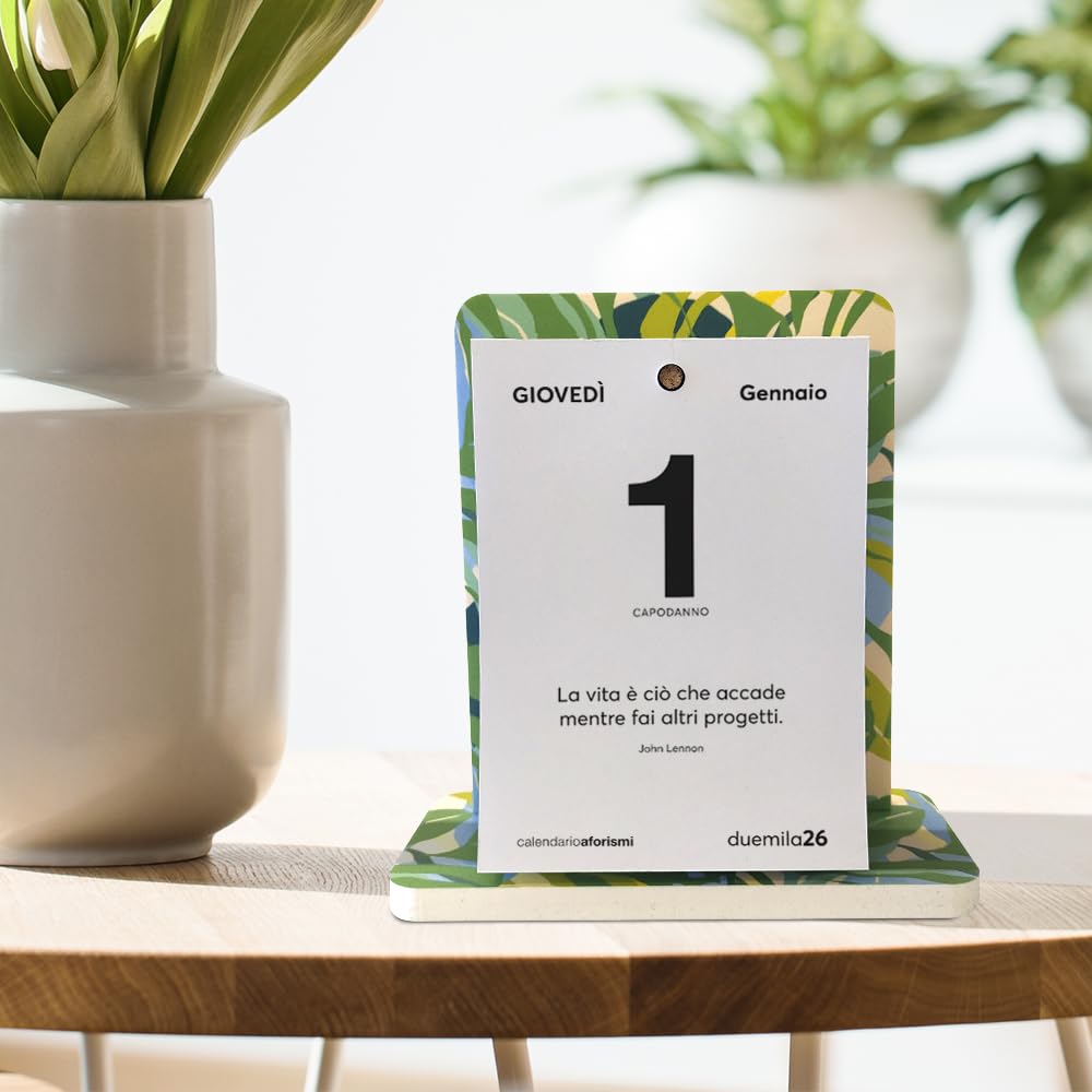 Calendario da Scrivania 2026 Aforismi Motivazionali | Fogli a Strappo con Citazioni Filosofiche | Base Forex Montata | Idea Regalo | Q&B Grafiche® (2026, LEAF - 1 Pezzo)