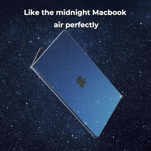 Image of EooCoo Compatible for Apple MacBook Air 13 inch Case M5 M4 M3 M2 2026 2025 2024 2022, A3449 A3240 A3113 A2681 with Touch ID,Mac 13.6 Laptop Protective Plastic Hard Shell Cover-Glitter Crystal Midnight