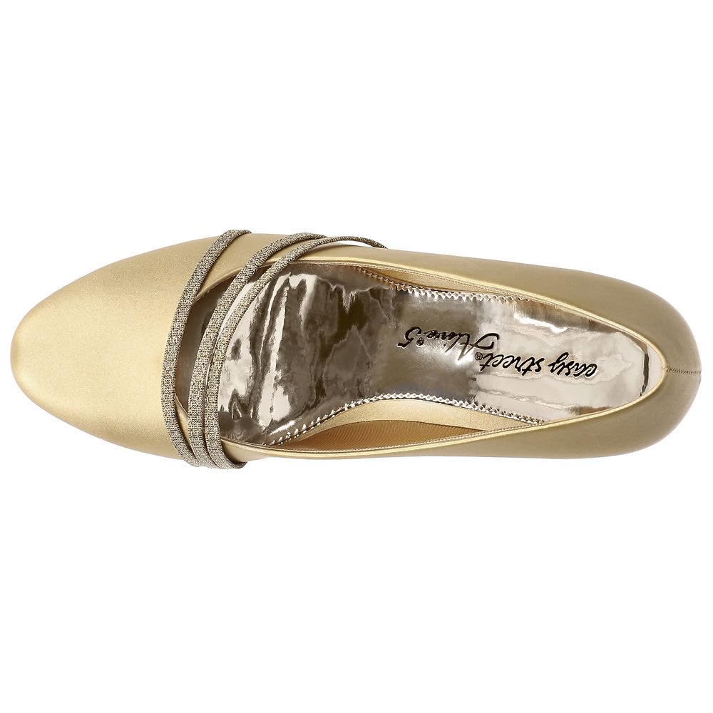 Easy Street Women's Cristiny Pump, Gold Satin, 7 X-Wide