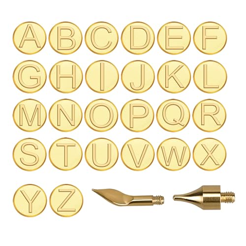 Wood Burning Tools Set Adjustable Temperature Pyrography Pen with 26PCS Alphabet Stamps & Tips DIY Wood Burning Kit for Embossing Carving Crafts