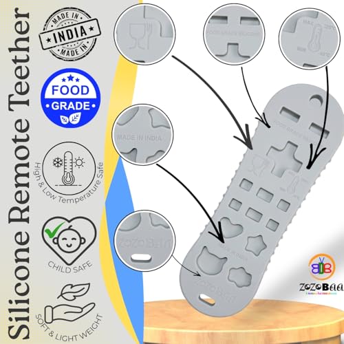 Image of TV Remote Soft Silicone Teether for Baby Gums, Teething Toy for Babies, BPA Free, Pain-Relief, Non-Toxic, 100% Food Grade, Soothing & Smooth Edges Easy to Grasp Chewable -Grey (Pack of 1)
