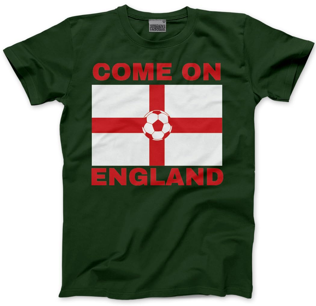 England Top for Kids, Teens and Adults – Come On England Football T-Shirt - World Tournament USA Cup Tee Flag Lions Patriotic Footie Tshirt - 5XL Bottle Green