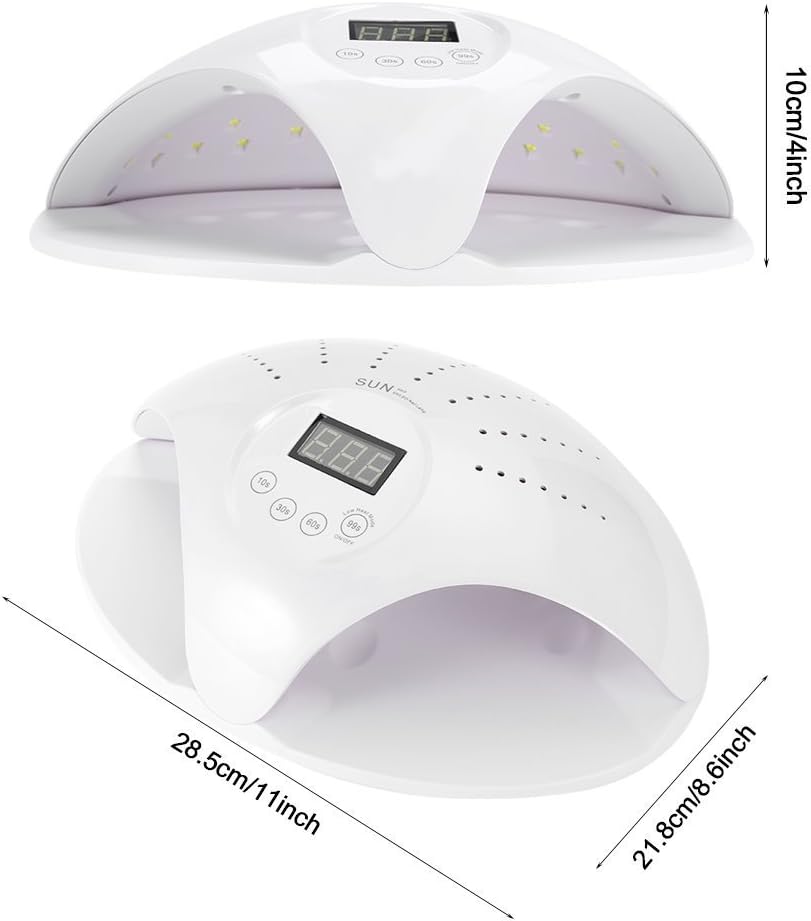 Smart Sensor Both Hands Sun 24 LED Lamp Fingernail & Toenail Gel Dryer Nail Art Manicure Machine LCD Display with 4 Timer 10s/30s/60s/99s (White)