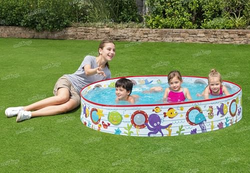 Image of Zest 4 Toyz Non-Inflatable Kids Swimming Pool with Printed Fish Design 5 Feet for Boys Girls Ages 3+