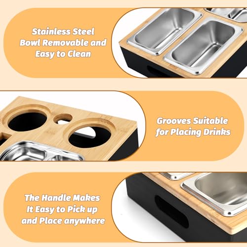 Auauraintt Sofa Tablett, Couchbar Snackbox, Mit Snackschalen Aus Edelstahl,mit Abnehmbarer Deckel, der perfekte Couch Organizer, für Wohnzimmer Sofa Restaurant Picknick Party – Bild 5