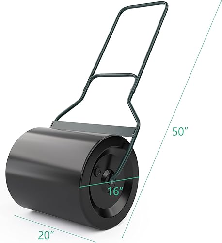 Miniatura 5 de Happytools - Rodillo de césped, 16 galones/60 L, rodillo de tambor manual de acero con mango en forma de U y tapón de drenaje extraíble, rodillos de