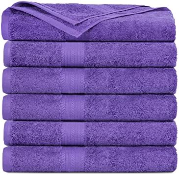Ample Decor Hand Towel Set of 2, 46 CM X 72 CM 600 GSM 100% Cotton  Quick Drying Super Absorbent  For Hotel, Spa, Bathroom, Gym  Purple