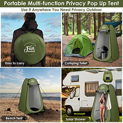 FUN ESSENTIALS Kit de Ducha Solar, 2 Piezas, Tienda de Privacidad Instantánea, Bolsa de Ducha Solar de 5 Galones, Toldillo para Playa, Camping y Exterior, Fácil Montaje, Plegable miniatura 6