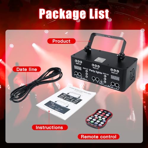 Image of AMKI 21 Eyes Proffessional DJ Disco Lights Strobe Stage Light Support DMX 512 Sound Activated with Remote Control Disco Stage Light Club KTV Show Projector Party Lights Indoor
