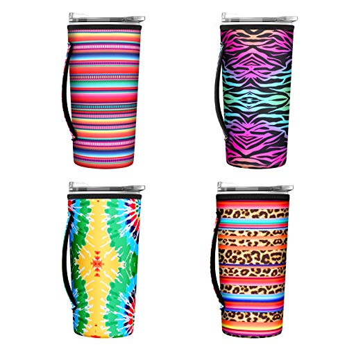 Aceshop - 4 Fundas Reutilizables para Taza de Café con Hielo, Fundas para Bebidas Frías y Calientes, Fundas de Neopreno con Aislamiento,...