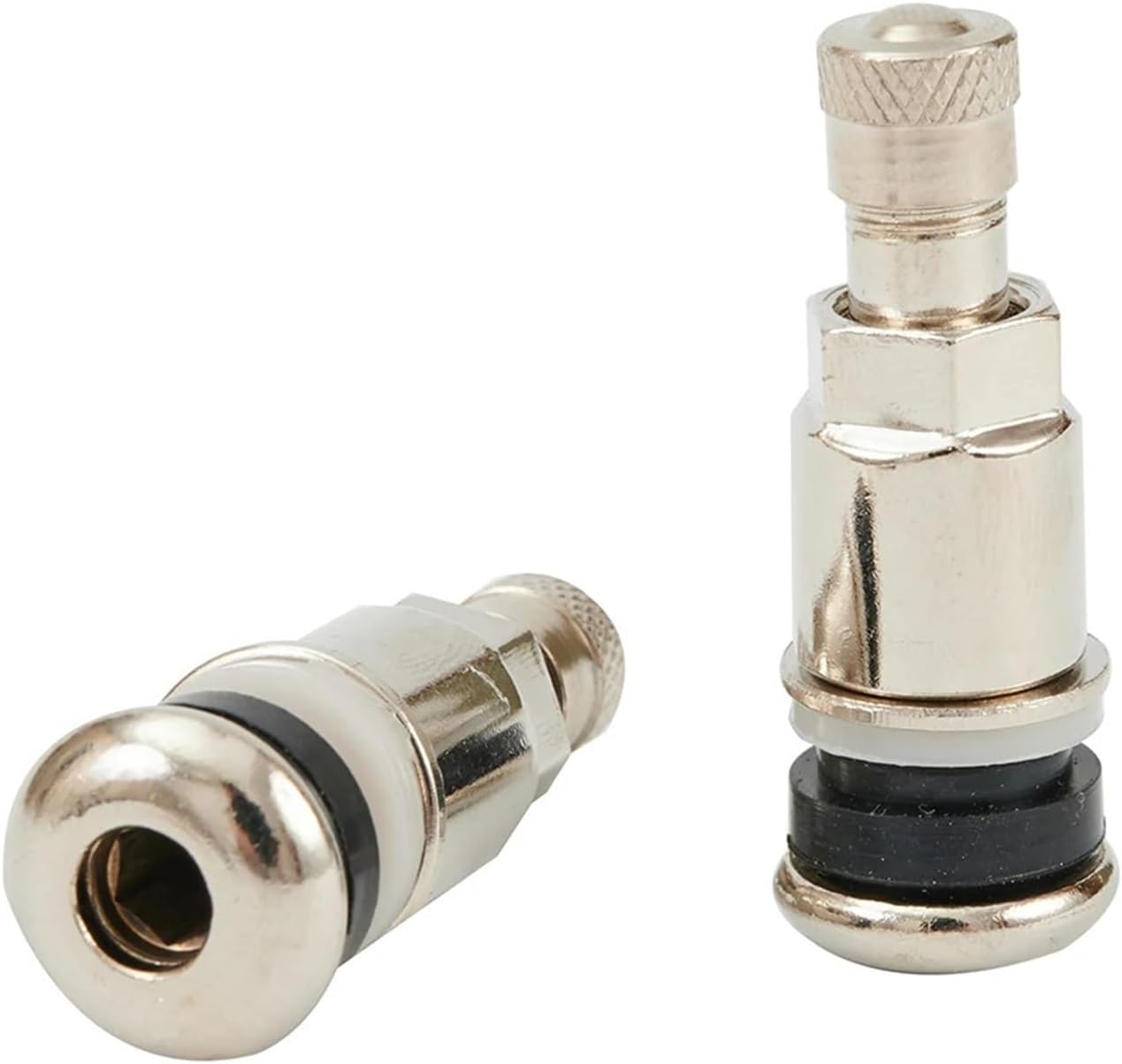 Metal Valve Stems 4pcs Stainless Steel Tyre Valve Bolt in Stem Tubeless Cap for BBS Alloys Wheels Chrome Silver Metal Car Van for Tire Inflation,Pressure Holder&Replace Need