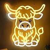 OkiyiD Highland Cow Neonlicht, Kuh-Dekor-Wandkunst Geschenke für Kinder, tierisches Thema Wanddekor für Schlafzimmer, Wohnzimmer, rustikales Bauernhaus