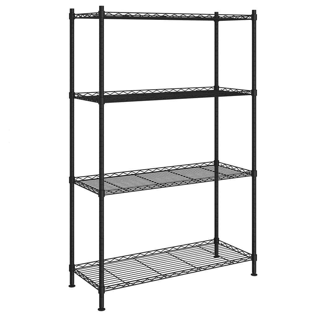 Hothingwell Półka do przechowywania z drutu, 4 poziomy, czarna, 90 x 35 x 137 cm, do kuchni, pralni, pod ziemią i łazienką, pojemność 200 kg