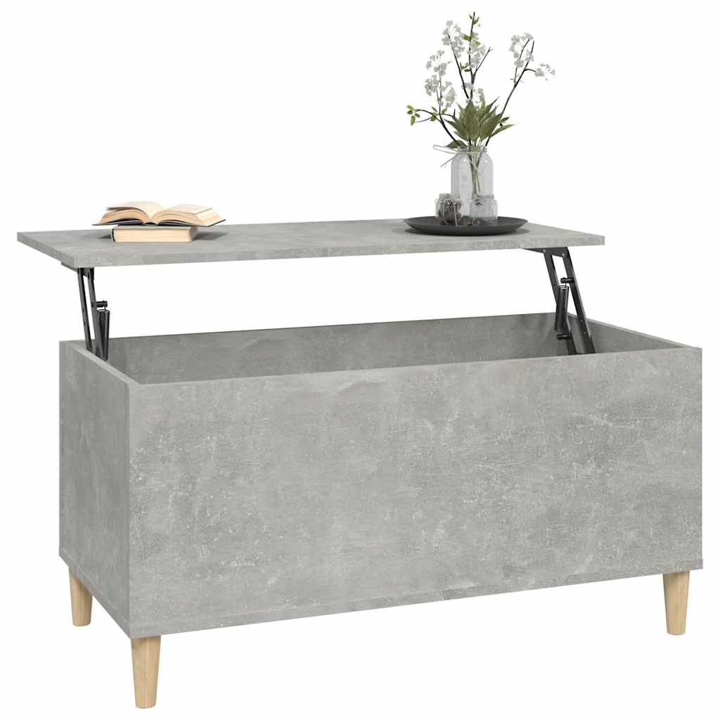 Tavolino Salotto Piano Sollevabile Grigio Cemento 90x44,5x45 cm