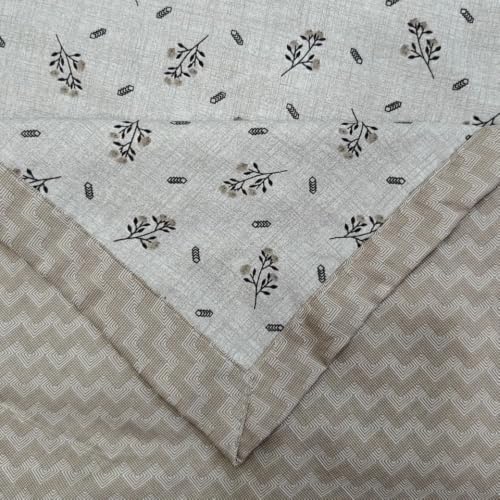 Image of Florida Reversible Cotton Dohar - Single Size (220x160 cm, 90 GSM, Brown Floral Pattern), Soft & Lightweight Blanket for All Seasons, Breathable & Skin‑Friendly Fabric