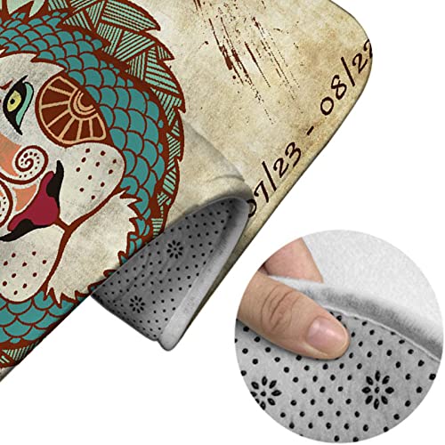 Badezimmerteppich-Set, 3-teilig, Boho-Stil, Löwe und Symbole, Vintage-Muster, Digitaldruck, waschbare Badteppiche, rutschfest, mit Rückenpolster, Konturteppich und Toilettendeckelbezug – Bild 5