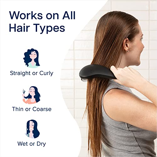 Crave Naturals Glide Thru Detangling Brush, Detangler Brush for Curly, Straight, Wet and Dry Hair Comb for Adults and Kids, Hair Accessories for Women, Black