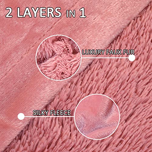 Super weiche Plüsch-Kunstfell-Decke, 127x152.4 cm, flauschig, gemütlich, warm, Sherpa-Fleece, Dicke, leichte Decke für Bett, Stuhl, Sofa… – Ansicht 2