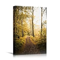 Canvas Wall Art Autumn Dramatic Forest Landscape Living Room Orange Photography Rustic - 12x18 inches