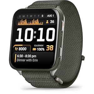 Garmin Venu X1 51mm GPS smartwatch, Large 2″ AMOLED display, LED flashlight, Lightweight, Ultra thin 8mm watch case, 100 pre loaded Sports Apps, Up to 8 days battery life, ComfortFit nylon band, Moss